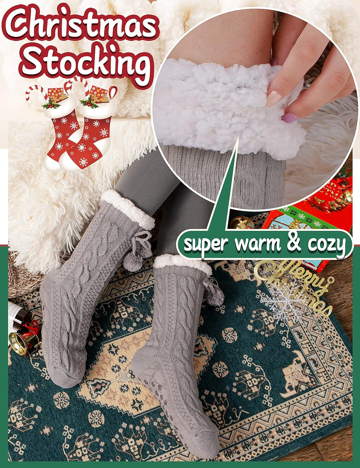 Slipper Fuzzy Socks for Winter with Grips