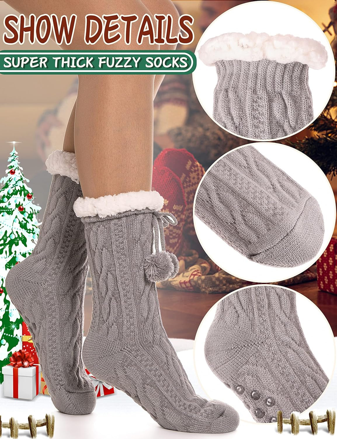 Slipper Fuzzy Socks for Winter with Grips