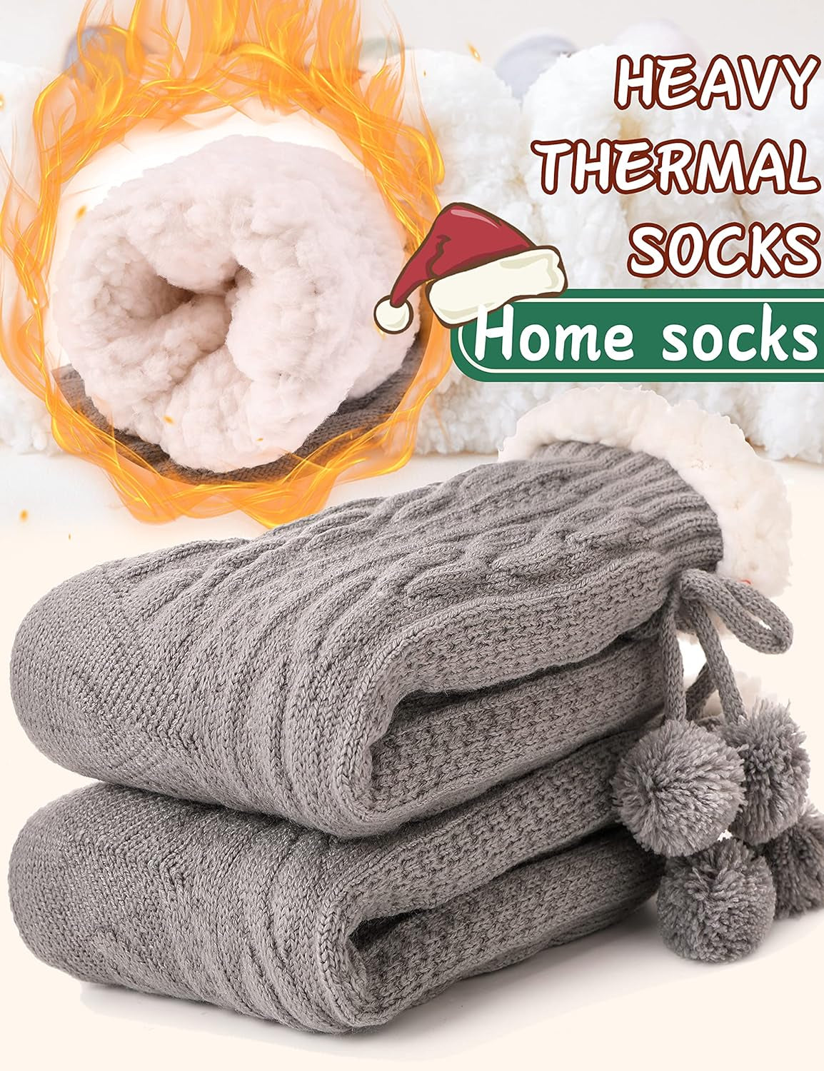 Slipper Fuzzy Socks for Winter with Grips